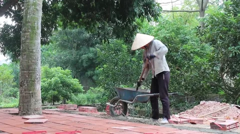 Workers are building yard Stock Footage 58627323