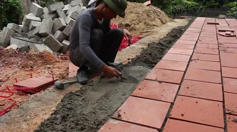 Workers are building yard Stock Footage 58627358