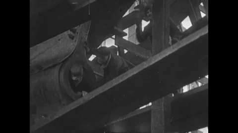 Workers are constructing ship at harbor, 1917 - 1918 Stock Footage 83657668