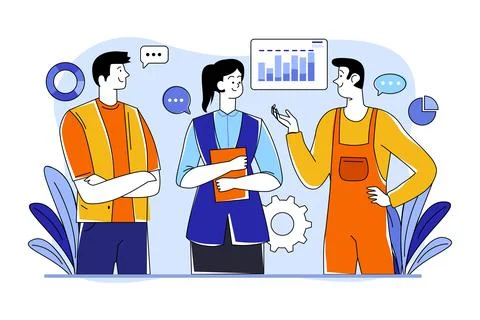 Workers are discussing their future project Stock Illustration
