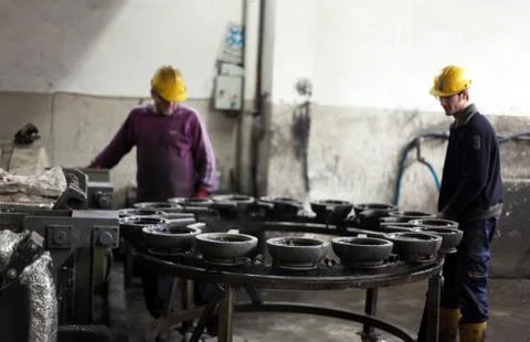 Workers are hard working in copper made Stock Photos
