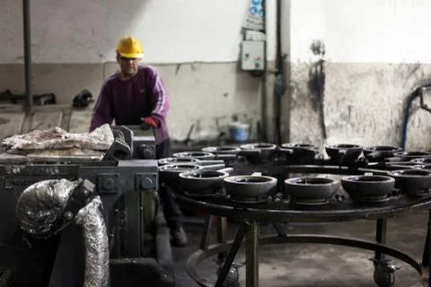 Workers are hard working in copper made Stock Photos