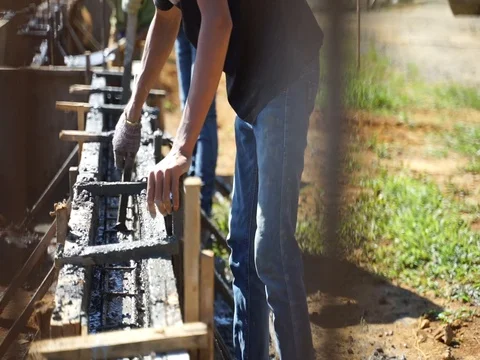 Workers are leveling cement Stock Footage 103917525