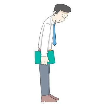 Workers are looking down carrying documents to apply for a job Stock Illustration