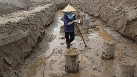 Workers are scratching the ground Stock Footage 91243509