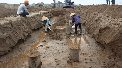 Workers are scratching the ground Stock Footage 91243610