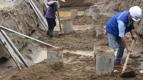 Workers are scratching the ground Stock Footage 91245641