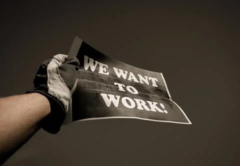 The workers are on strike. Stock Photos