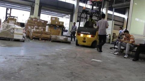 Workers are unloading goods Stock Footage 58626473