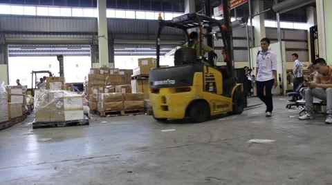 Workers are unloading goods Stock Footage 58626481