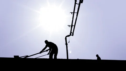Workers are working on building ceiling, graphic silhouette stylization Vídeo Stock 88987215