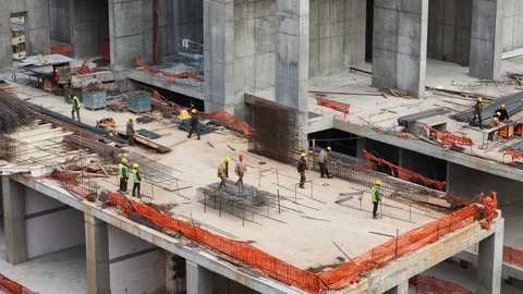 Workers are working on construction site Stock Footage 88298918