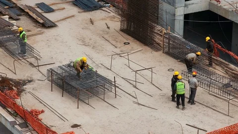 Workers are working on construction site Stock Footage 88303150