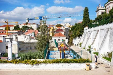Workers are working on a construction site in Lisbon Stock Photos