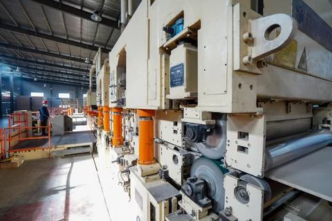 Workers are working nervously on the production line in a sheet metal manuf.. Stock Photos