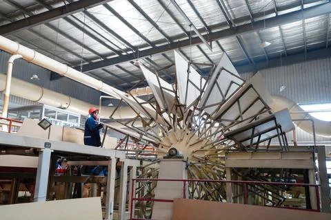 Workers are working nervously on the production line in a sheet metal manuf.. Stock Photos