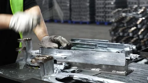 Workers assemble battery parts. 動画素材 310740745
