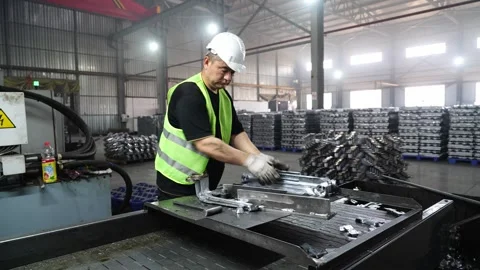 Workers assemble battery parts. Stock Footage 310740756