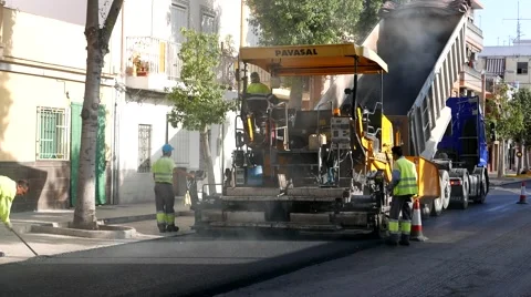 Workers Blacktopping a Street Stock Footage 62804041