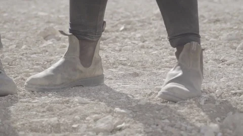 Workers boots standing around Stock Footage 82232631
