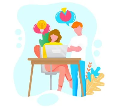 Workers Brainstorming in Business Strategy Vector Illustrazione stock