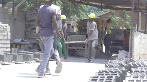 Workers at a bricks factory in Uganda near lake victoria Stock Footage 233751652