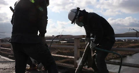 Workers on the bridge construction Stock Footage 161888938