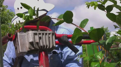 Workers build fence 4 Stock Footage 30336274