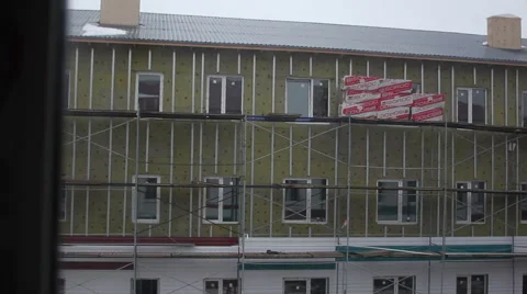 Workers build the house Stock Footage 61834628