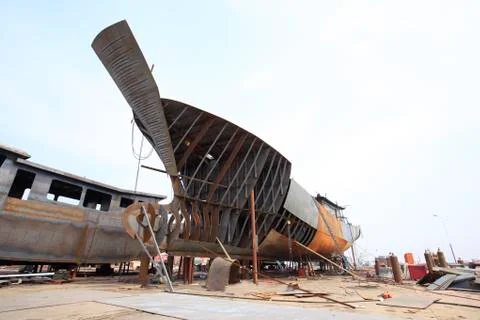Workers build ships Stock Photos