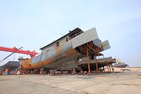 Workers build ships Stock Photos