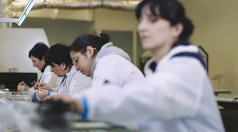 Workers Building Circuit Boards in Electronics Factory Video stock 50305067