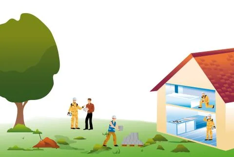 Workers building Stock Illustration