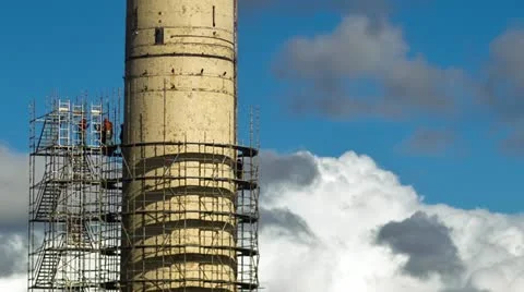 Workers building scaffolding time lapse 動画素材 12359168