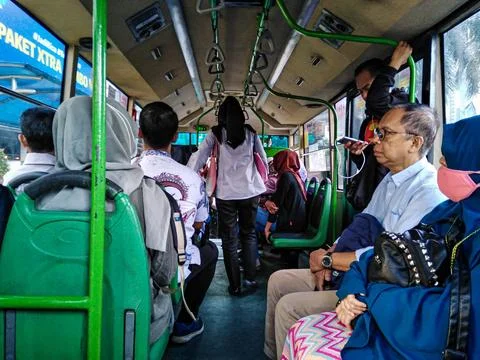 Workers in a Bus Stock Photos