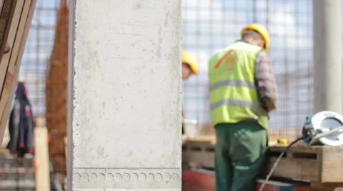 Workers busy at construction site Stock Footage 1076053
