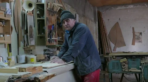 Workers is in the carpentery shop. Stock-Footage 59792702