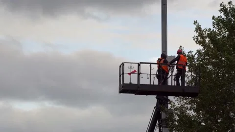 Workers carry out technical inspection, repair and maintenance of equipment o Stock Footage 160416100