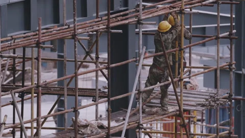 Workers Checking Scaffold Alt Stock Footage 224312662