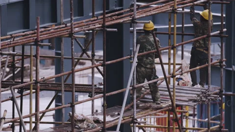 Workers Checking Scaffold Stock Footage 224312399
