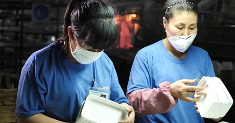 Workers  in the Chinese factory Stock-Footage 77542777