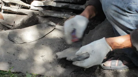 Workers clean the stone Stock Footage 102452995