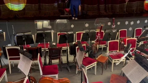 Workers cleaner in the Opera and Ballet Theater. Cleaning in a public place. Mus Stock Footage 301520886