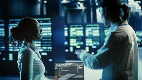 Workers coding in data center Stock Footage 250294054