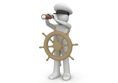 Workers collection - captain with telescope Stock Illustration