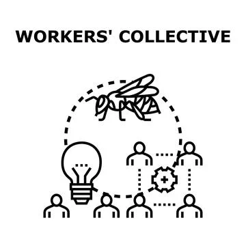 Workers collective team collaboration developing new ideas Illustrazione stock