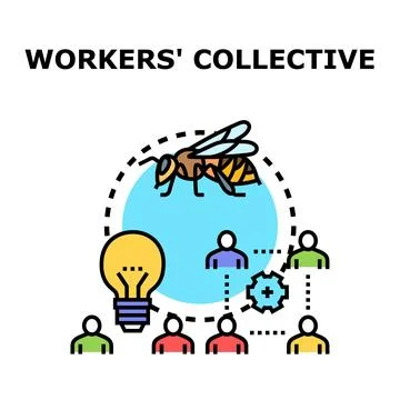 Workers collective team collaboration developing new ideas Stock Illustration