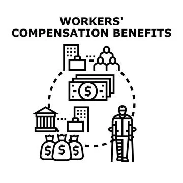 Workers' compensation benefits financial security concept Stock Illustration