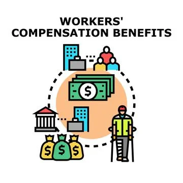 Workers' compensation benefits financial security concept Stock Illustration
