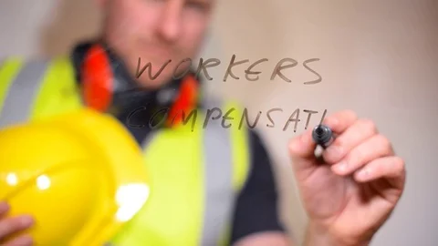 Workers compensation hand written on a clear screen Stock Footage 80115655